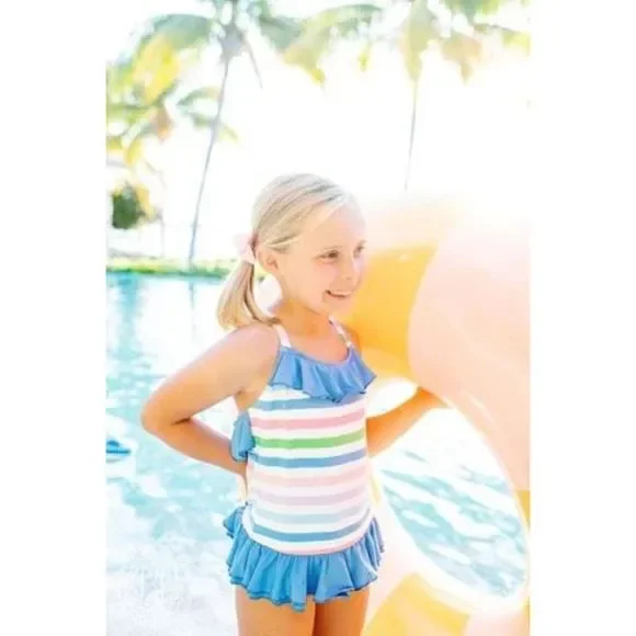 BROAD STREET STRIPE RODEO DRIVE RUFFLE SWIMSUIT - THE BEAUFORT BONNET COMPANY 2T